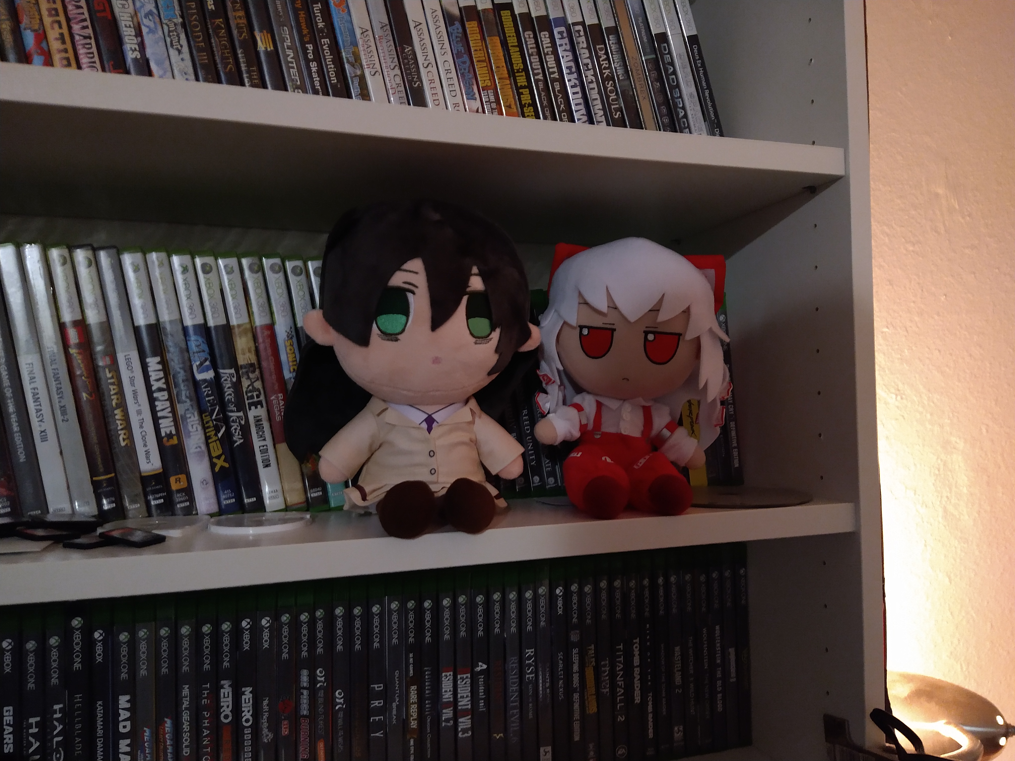 Tomoko And Fujiwara On Video Game Shelf